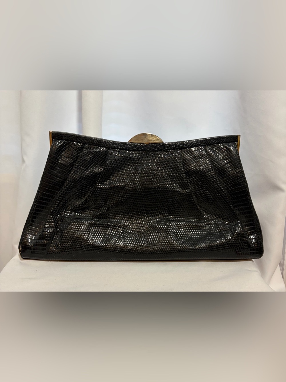 Vintage SUAREZ Black Croc Clutch Handbag